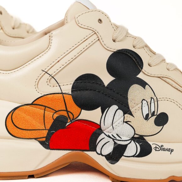 Gucci x Disney Rhyton Ivoire 'Mickey Mouse' Leather Sneakers - Picture 8 of 12
